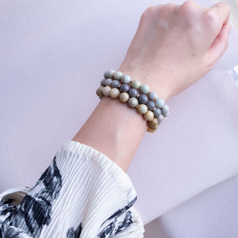 【Fans 30%off】Alashan Agate genuine gemstones stretch bracelet b-day gift for her - สร้อยข้อมือ - คริสตัล หลากหลายสี