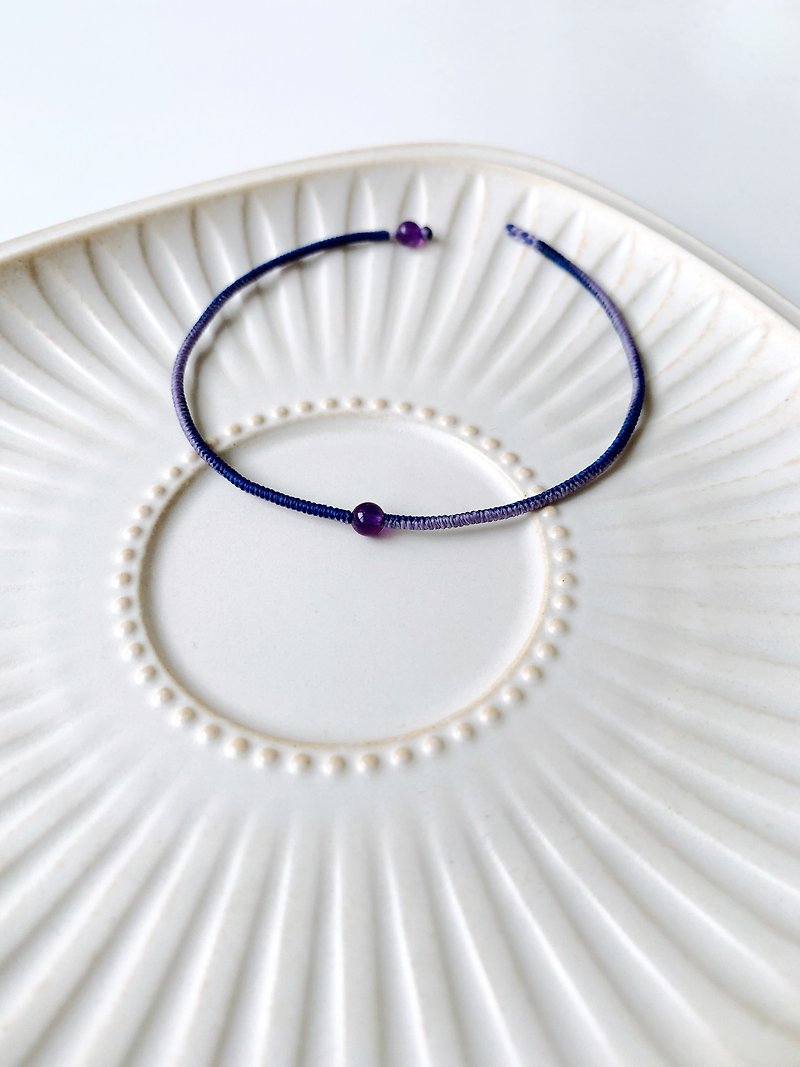 Amethyst diamond wax Wax bracelet extremely thin lucky rope knot blessing gift - สร้อยข้อมือ - วัสดุอื่นๆ สีม่วง