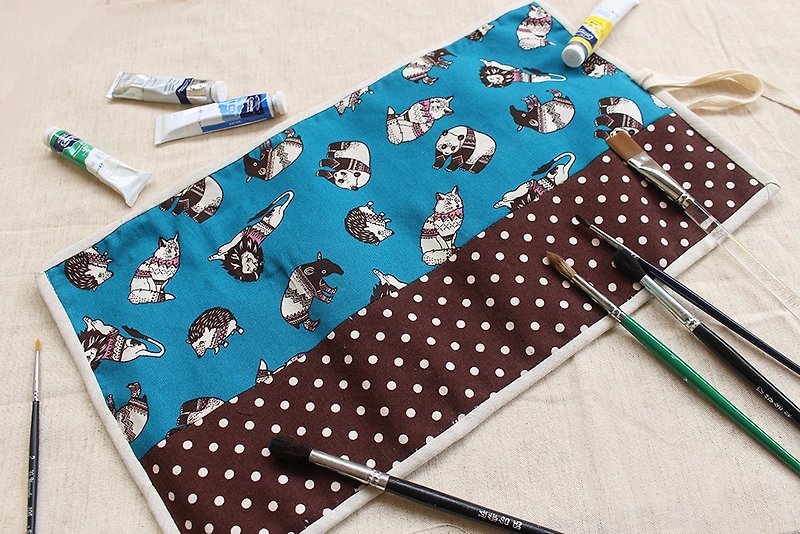 Videos with Totem Animals bags / Pencil tool pouch trim Volume was ke ー su Drawing with ERI - Pencil Cases - Cotton & Hemp Blue