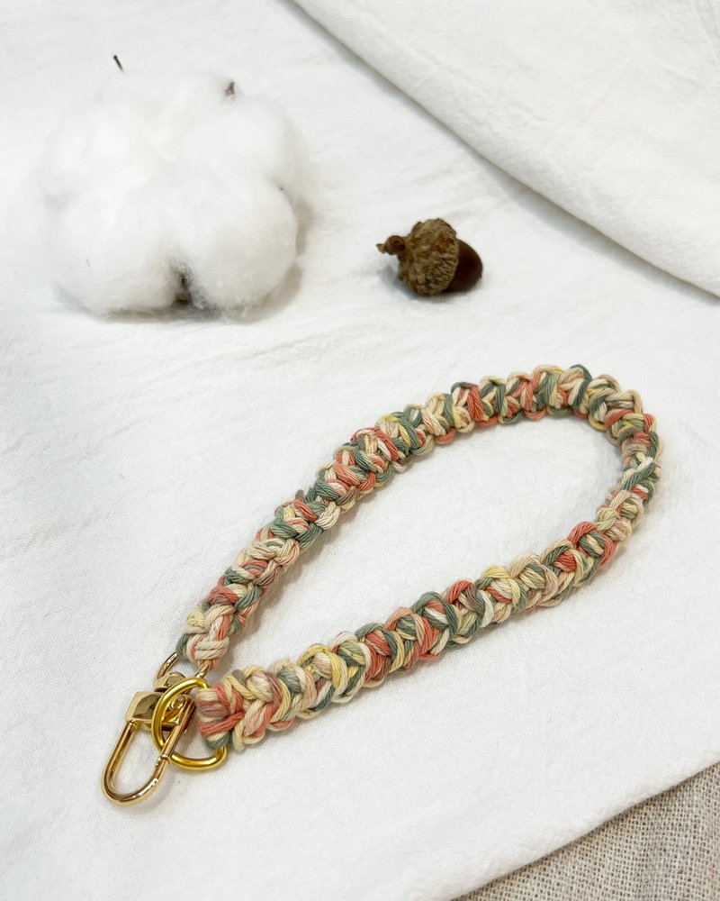 Braided mobile phone lanyard-pure cotton sweet country style-[classic style] short rope/wrist lanyard/skin-friendly and soft - Lanyards & Straps - Cotton & Hemp 