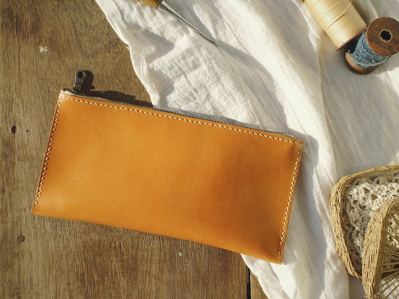 Long wallet (tan color) - 長短皮夾/錢包 - 真皮 咖啡色