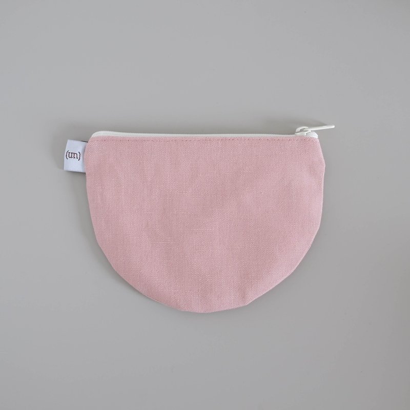 Half round purse (Pink) - กระเป๋าใส่เหรียญ - ผ้าฝ้าย/ผ้าลินิน 