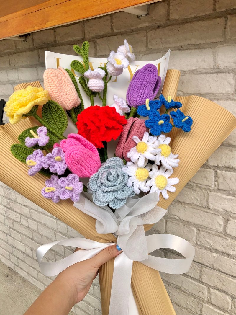 Rianbow Bouquet Crochet Flower - 擺飾/家飾品 - 其他材質 多色