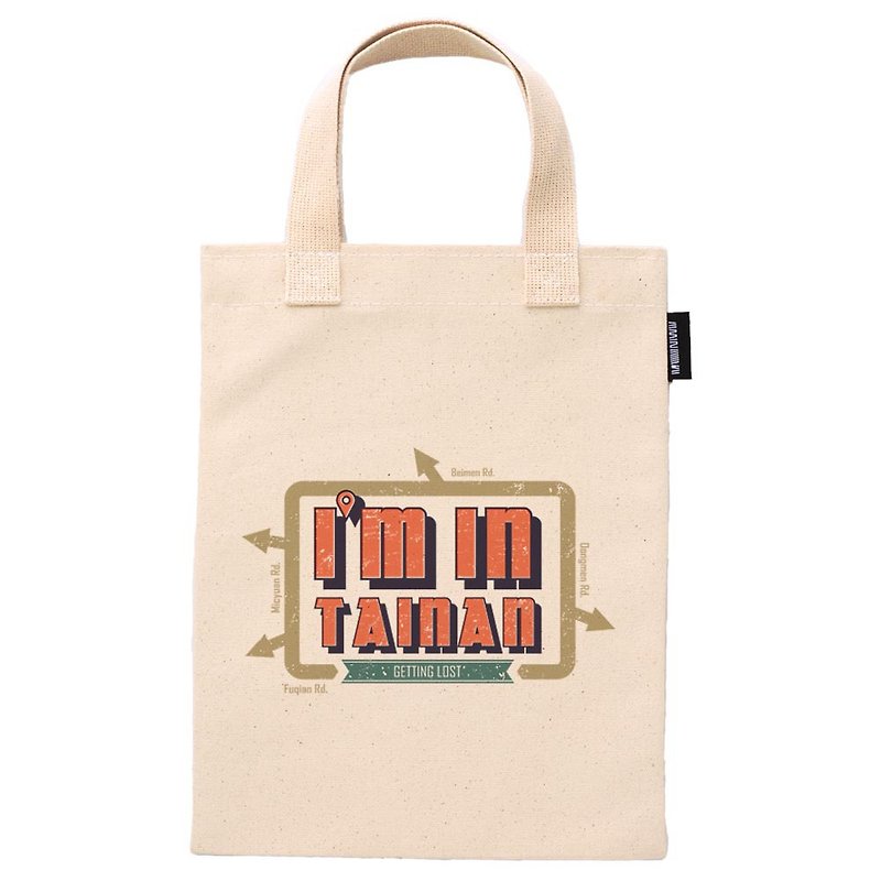 | Tainan Retro Brushed Old Text | Synthetic Canvas Tote Bag - Handbags & Totes - Cotton & Hemp Multicolor