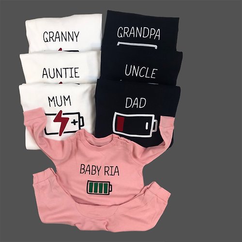 BABY-MURMUR 滿滿 彌月禮盒 親子裝 沒電充電 家族親子裝 滿電寶寶 任選T恤款式顏色