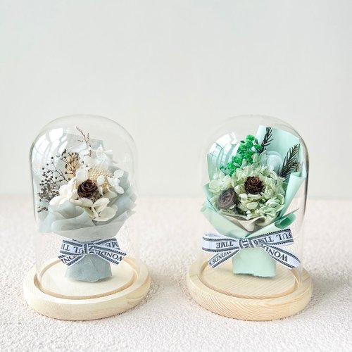 BFC極奢花藝 &沐inbloom 玻璃永生花 花束玻璃盅 永生花玻璃罩 情人節禮物 迷你花束