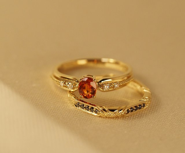 ヴィンテージ風オレンジファセットカットリング18K fit=scale-down,w=1200