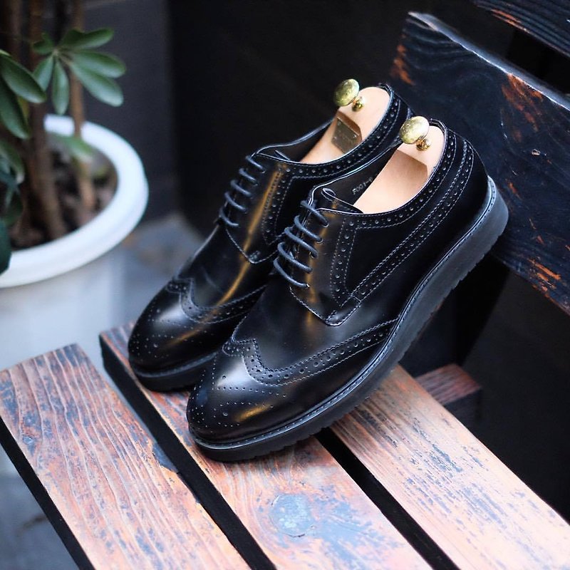 Placebo black platform men's shoes - Men's Oxford Shoes - Genuine Leather Black