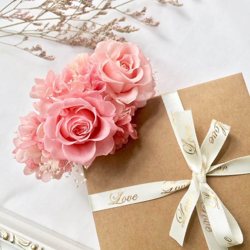 幸福婚禮 雙色粉手腕花可當頭飾 - 手鍊/手環 - 植物．花 粉紅色