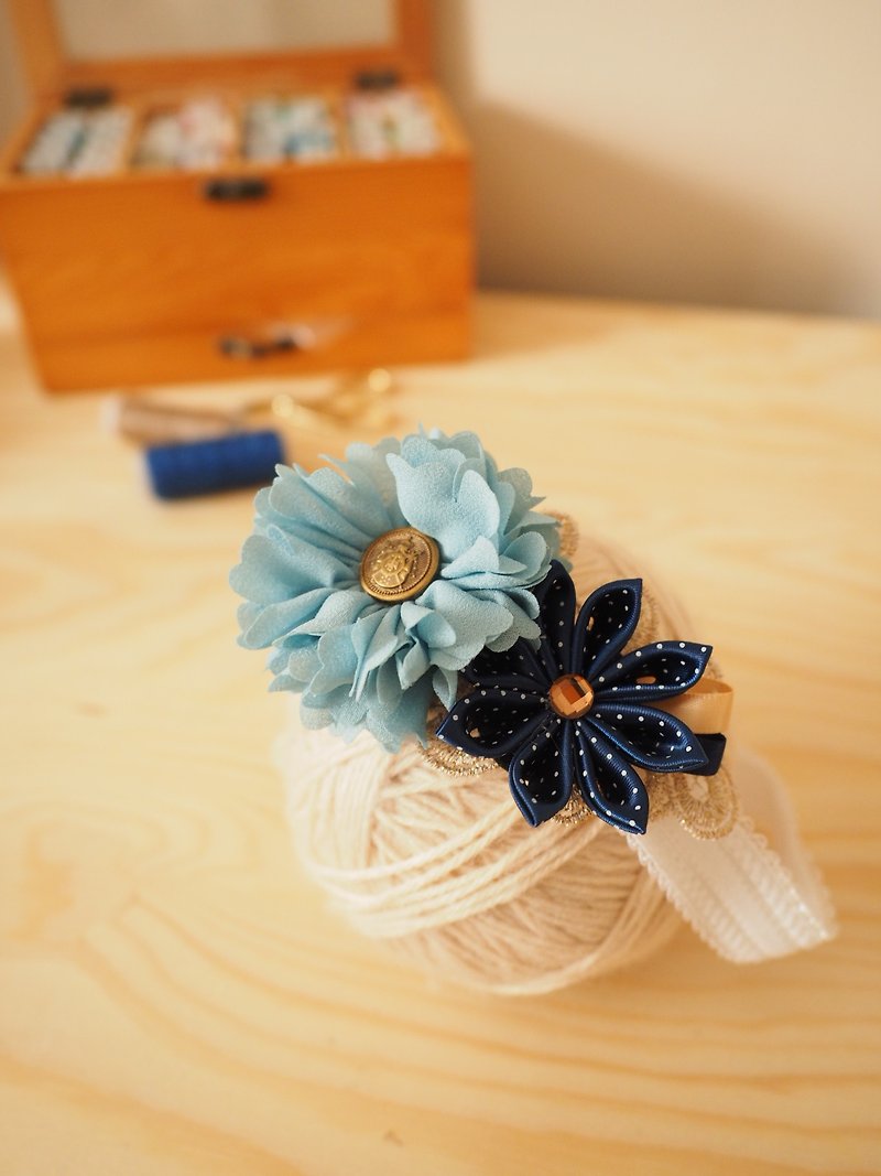Handmade fabric flower baby/kid headband - Baby Accessories - Cotton & Hemp Blue