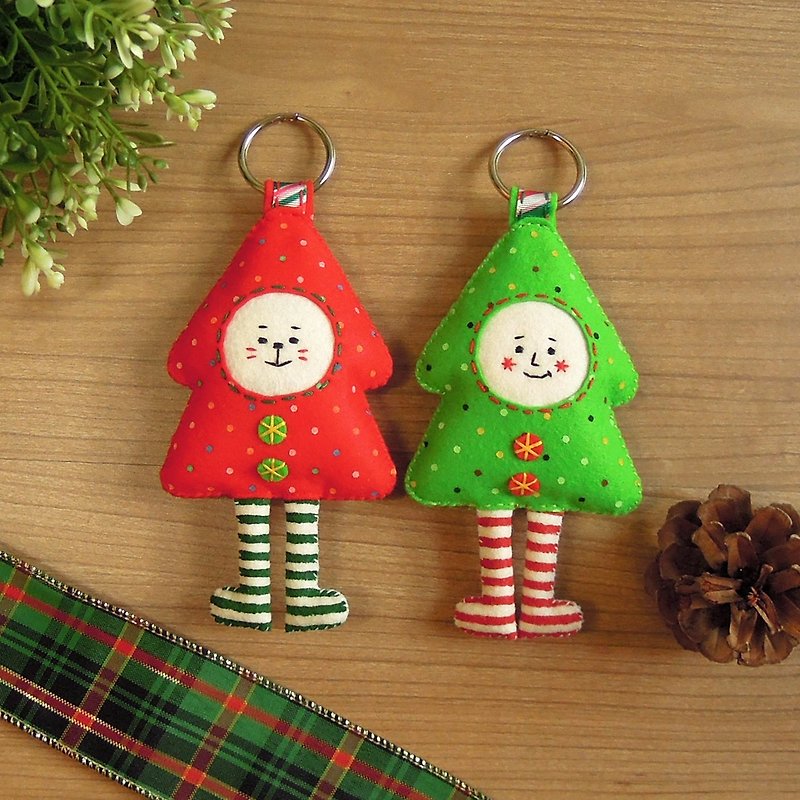 y planet _ Christmas tree man hanging key ring - Keychains - Polyester Green