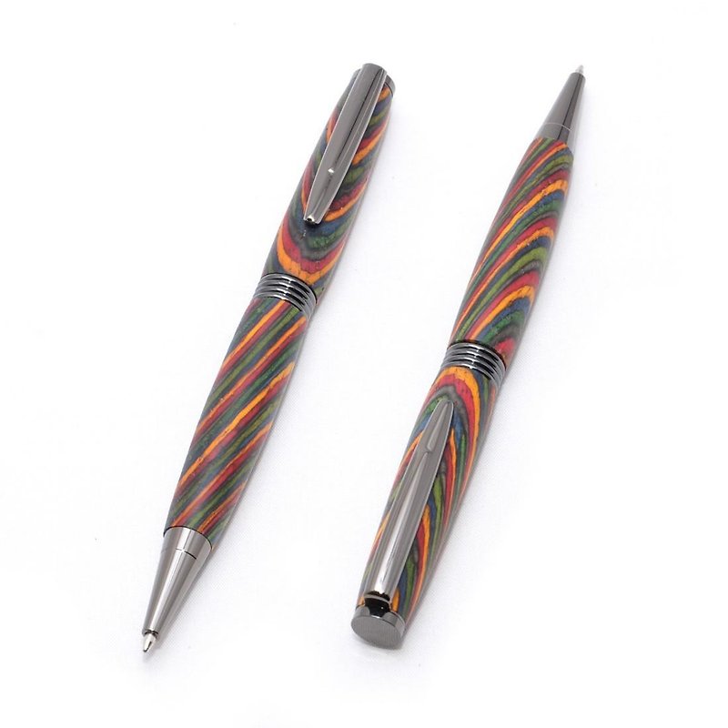 手作りの木製の回転式ボールペン（染めたハードウッドの種類；ガン・メタルのメッキ）(TP-GM-CGOA) - 筆盒/筆袋 - 木頭 綠色