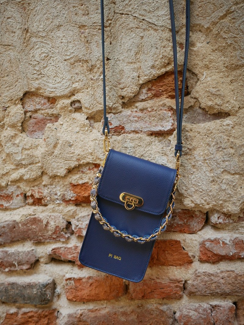 mobile phone bag, PI BAG - IVY2 - Berlin Blue - Other - Genuine Leather Blue