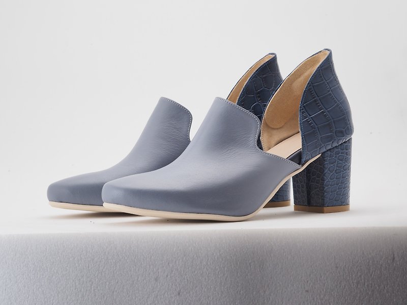 愛花樂福 (high-heel) - Natal - 高踭鞋 - 真皮 藍色