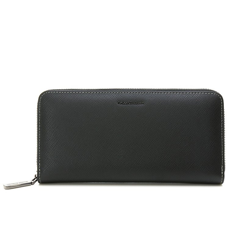 [Kim Anderson] Leading the Trend Leather Horizontal Zipper Long Clip-Black - Wallets - Genuine Leather Black