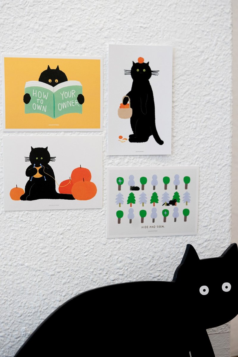 Black Cat Postcard set - Cards & Postcards - Paper Black