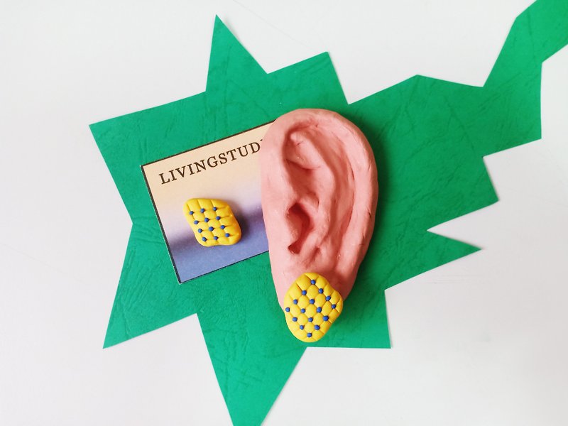 【Mango】Earrings-Pins/Clips - ต่างหู - ดินเผา สีเหลือง