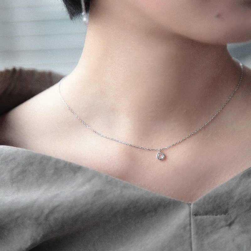 White crystal small round sterling silver chain - sterling silver / rose gold / 18K gold - สร้อยคอ - เงินแท้ หลากหลายสี