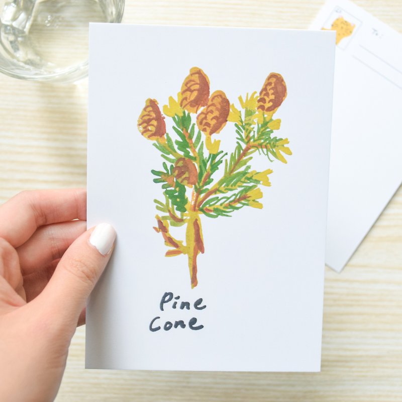 Nature Collection-pine cone postcard / buy 3 get 1 - การ์ด/โปสการ์ด - กระดาษ สีนำ้ตาล