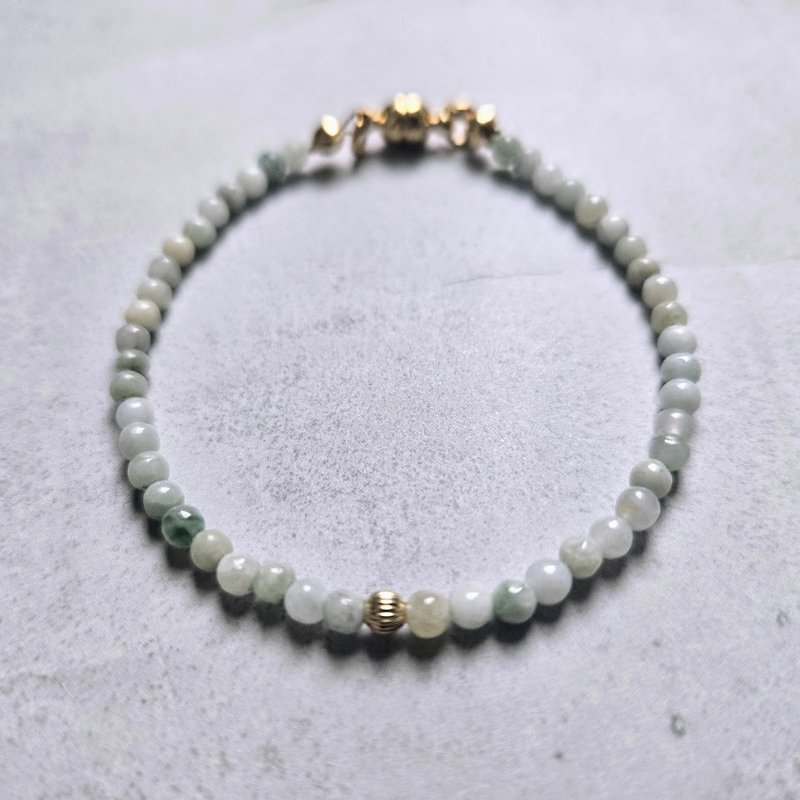 【Japan Handmade】14kgf 翡翠 天然石ブレスレット　医療用ステンレス　マグネット式　高品質 - 手鍊/手環 - 寶石 綠色