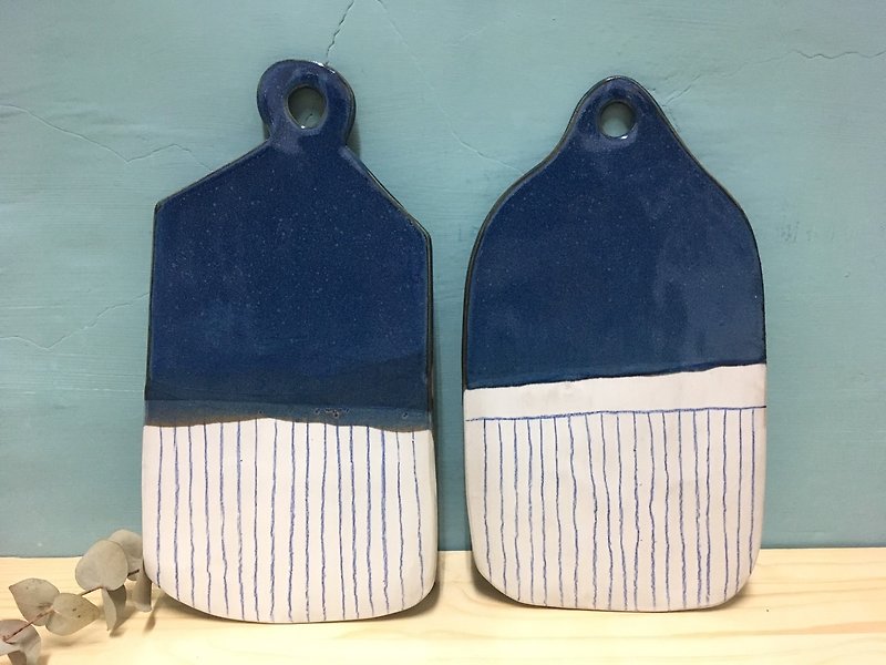 陶器 - チョッピングボード - 手作り（青） - 花瓶・植木鉢 - 陶器 ブルー