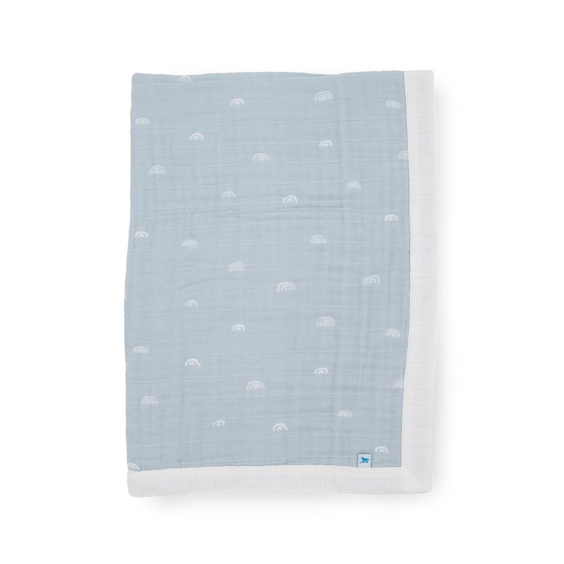 Little Unicorn Pure Cotton Baby Blanket Misty Blue Rainbow - อื่นๆ - ผ้าฝ้าย/ผ้าลินิน ขาว