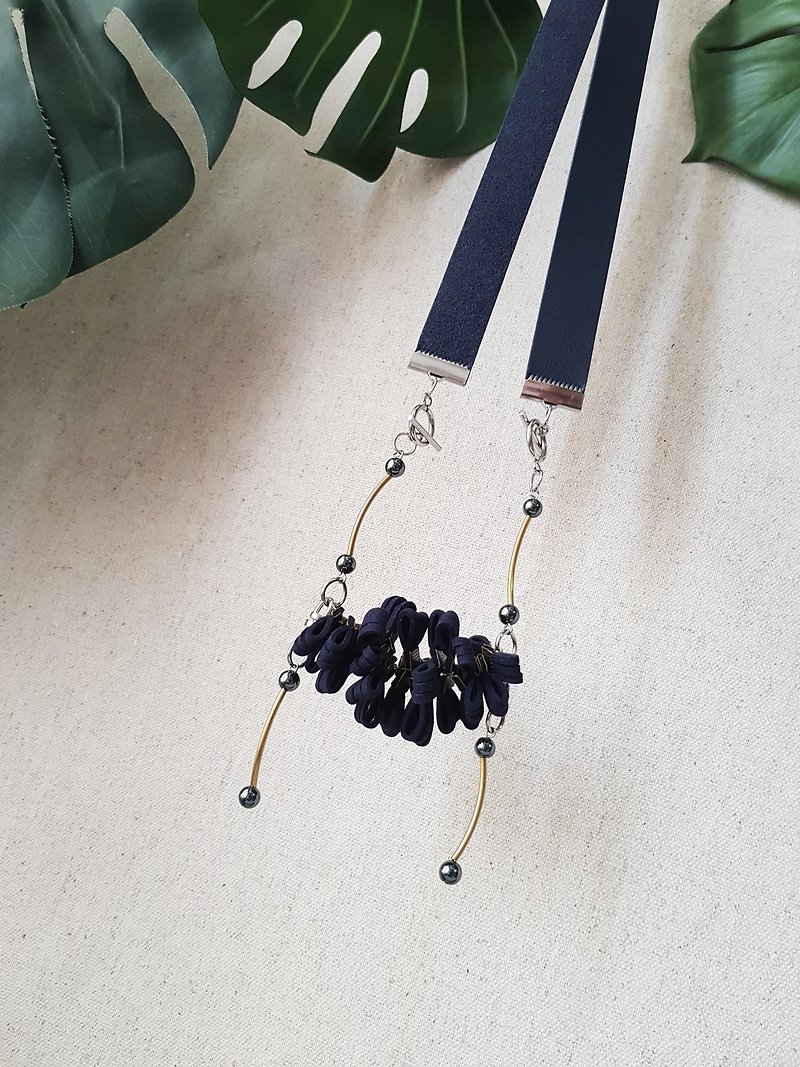 KEIRA Necklace :NAVY - Necklaces - Faux Leather Blue