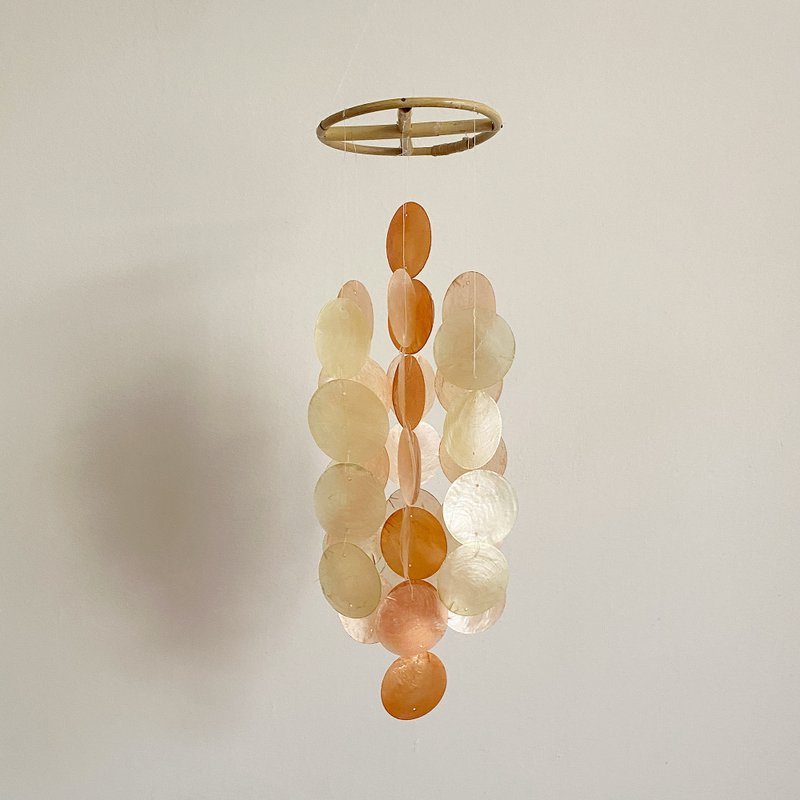 DIY-KIT | Danish Mansion_Orange Circle |Capiz Shell Wind Chime Mobile | #0-333 - 其他 - 貝殼 橘色