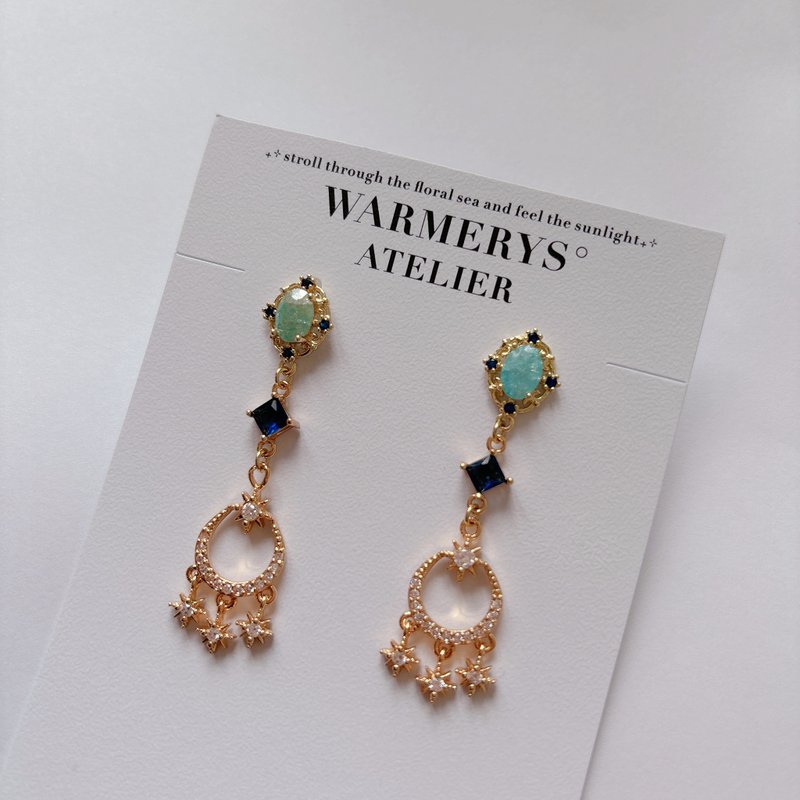 starry night earrings • 可轉耳夾 • 耳環 - 耳環/耳夾/耳骨夾 - 其他金屬 藍色