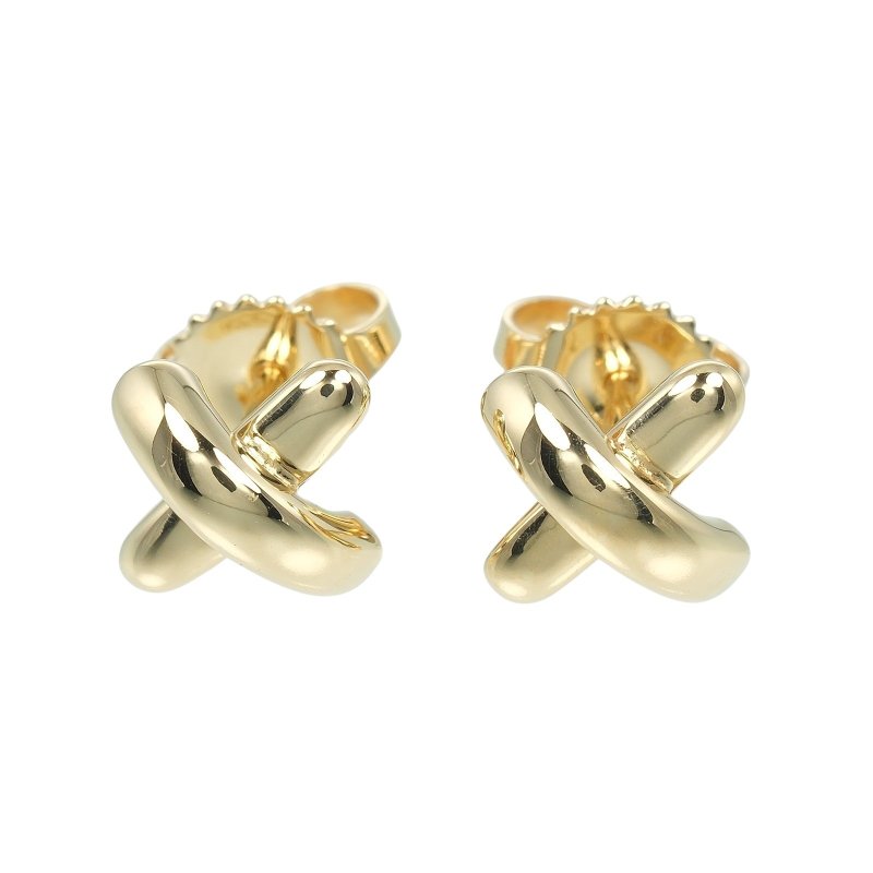 【日本直送】ティファニー TIFFANY&Co. クロスステッチ ピアス K18YG イエローゴールド 約2.73g【中古】Aランク - 耳環/耳夾/耳骨夾 - 貴金屬 金色