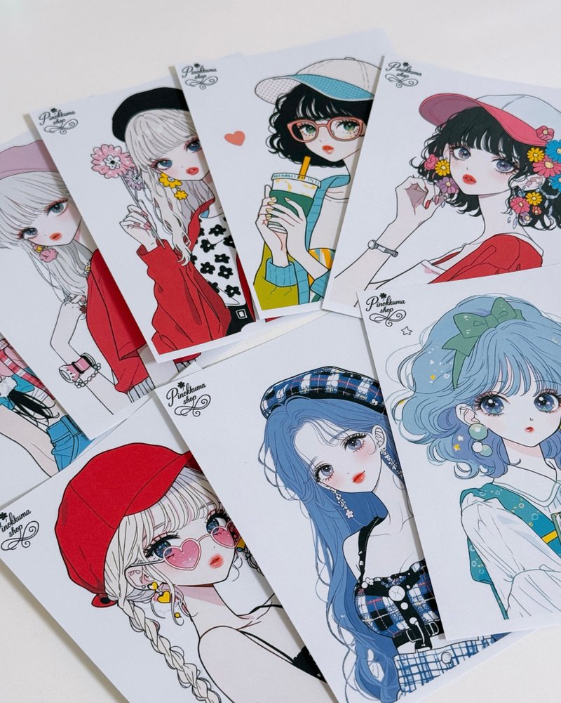 pinokkumashop 人物ステッカー 女の子ステッカー コラージュ素材 - 貼紙 - 紙 