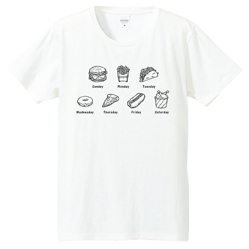 T-shirt / Junk Food Week - เสื้อยืดผู้ชาย - ผ้าฝ้าย/ผ้าลินิน ขาว