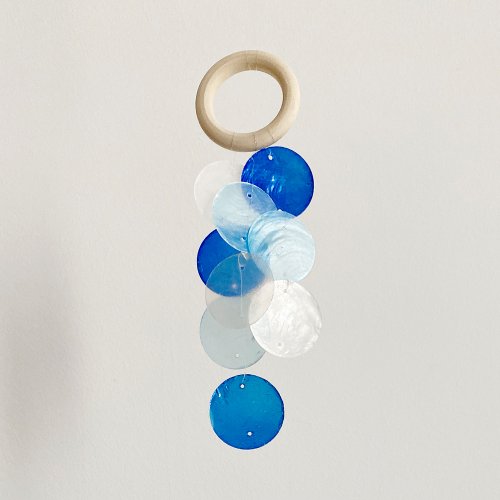 HO’ USE DIY-KIT | Italian stationery-Blue-Circle(S) | Shell Wind Chime Mobile | #0-450