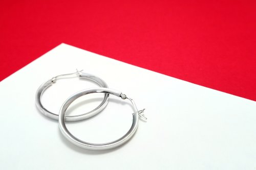ART64六四設計銀飾 圈式/C型耳環 內V型 925純銀耳環-64DESIGN