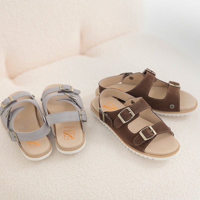 [New Arrivals] Yangsen Life | Two belts and two wear leather sandals and slippers - 2 colors - Sandals - Genuine Leather Multicolor