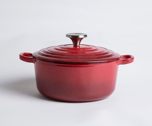 HOLA Amour Cast Iron Enamel Soup Pot 20cm Coral Red - Shop hola