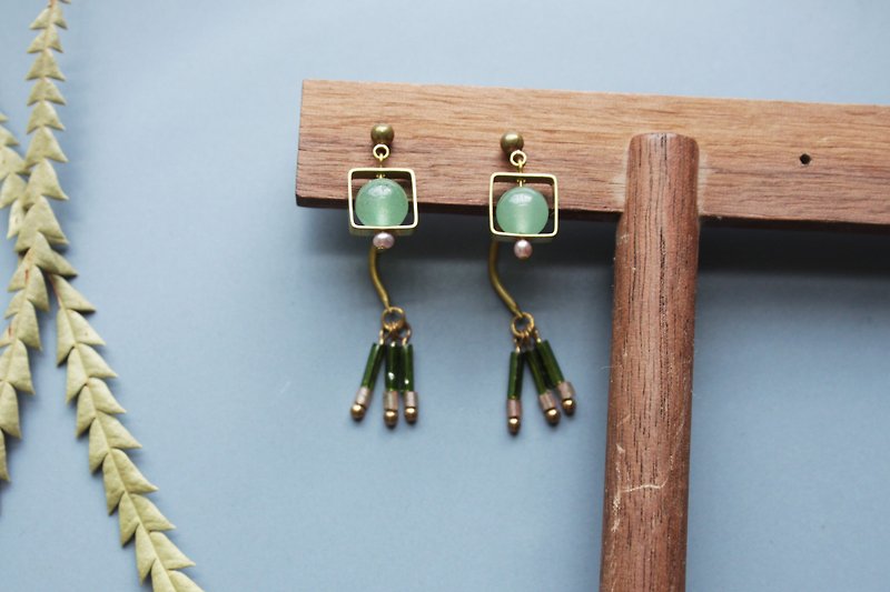 Guppy - earring  clip-on earring - Earrings & Clip-ons - Copper & Brass Green