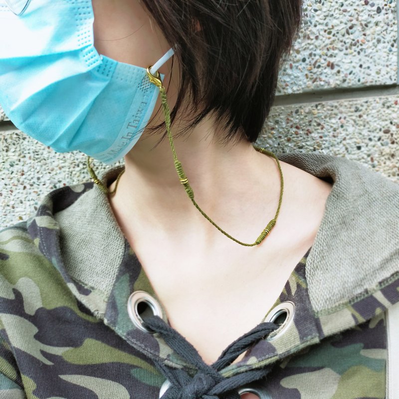 Mask lanyard / Mask chain- Weave Style - ArmyGreen - หน้ากาก - ผ้าฝ้าย/ผ้าลินิน สีเขียว