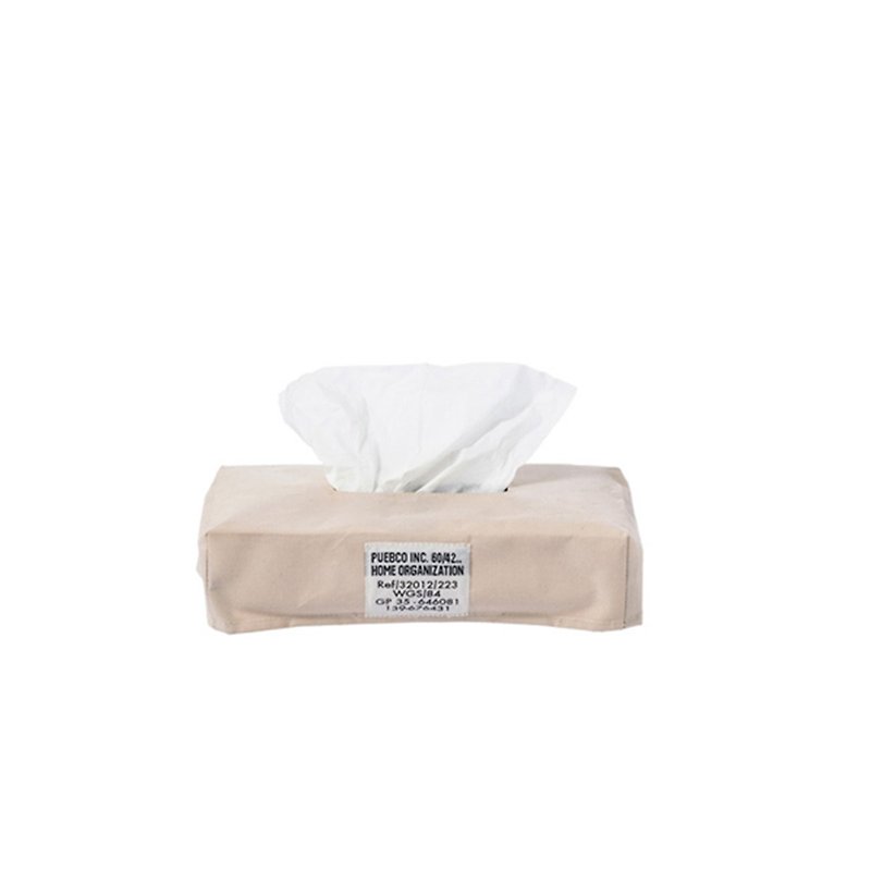LAMINATED FABRIC TISSUE BOX COVER Sand Double Cotton Paper Cover - Sand Brown - กล่องทิชชู่ - ผ้าฝ้าย/ผ้าลินิน สีกากี