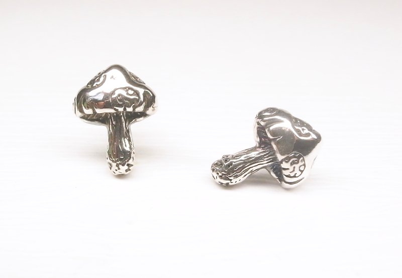 Ermao Silver[Succulents Series─Shiitake Mushrooms-Ear Acupuncture] Silver or Gold - ต่างหู - เงิน สีเงิน