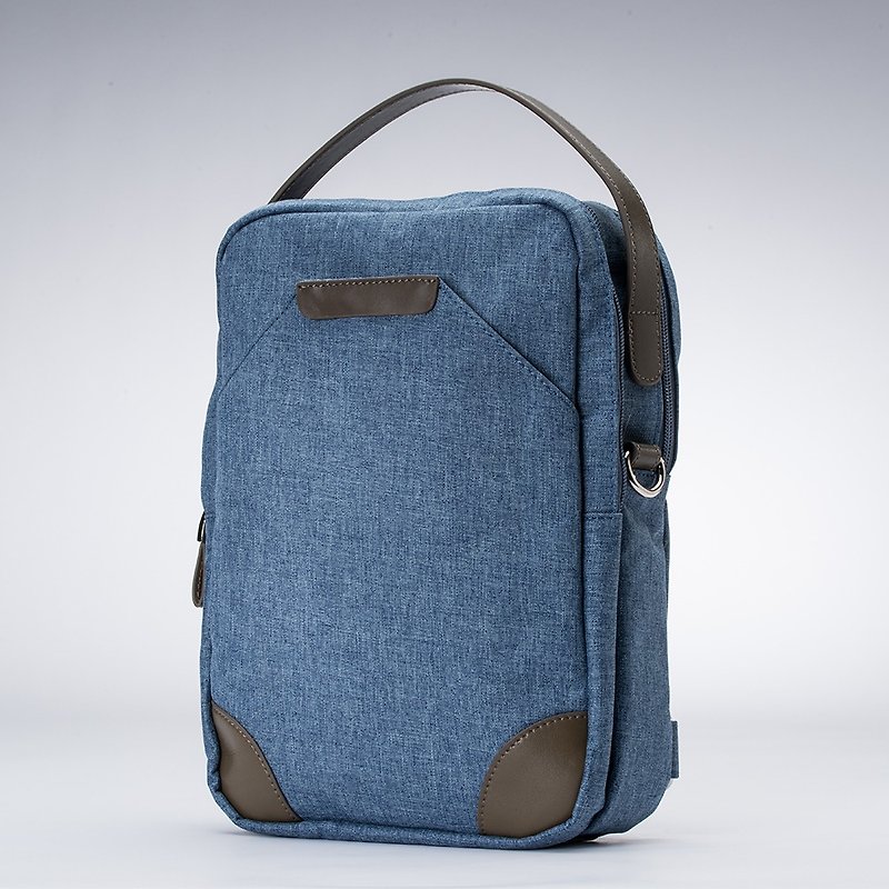 Welfare goods-Walker series light business traveler three-use shoulder bag gray blue - กระเป๋าแมสเซนเจอร์ - วัสดุอื่นๆ สีน้ำเงิน