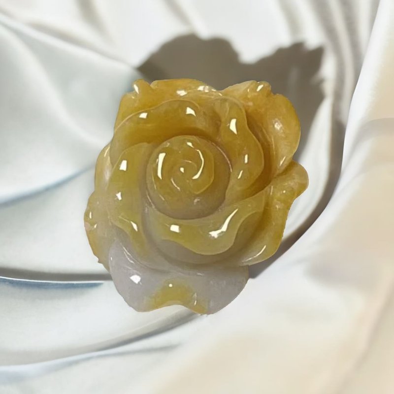 Glowing Yellow Jade Rose | Natural Burmese Grade A Jade | Gift - Other - Jade Transparent