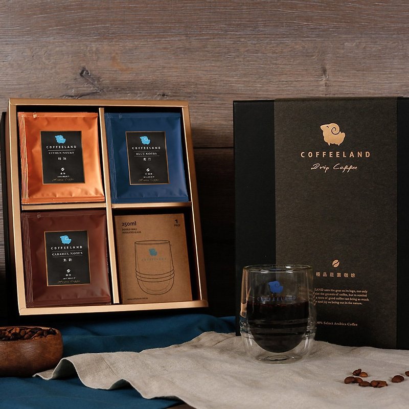 [Coffee Gift Box] 30 pieces of filter coffee-Orange/Caramel/Blues (with double-layer cup) - กาแฟ - อาหารสด สีดำ