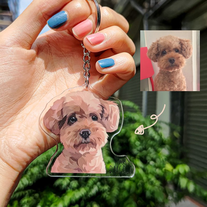 Pet like Yanpainting (half body) Acrylic commemorative key ring customized gift cat and dog portrait