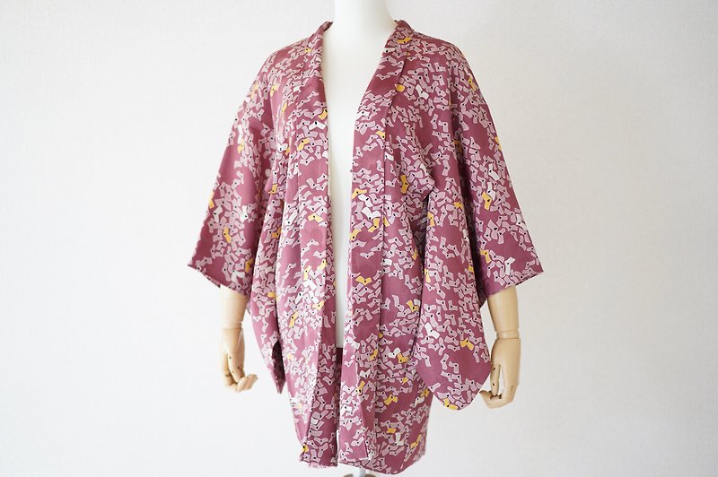 Abstract silk kimono, traditional kimono, authentic kimono, haori jacket /4674