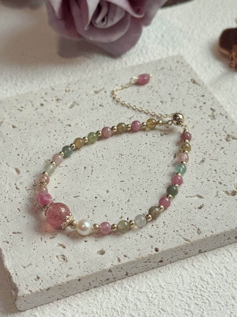 AZ 碧璽草莓晶手鏈 戀愛能量 甜蜜守護 - 手鍊/手環 - 寶石 