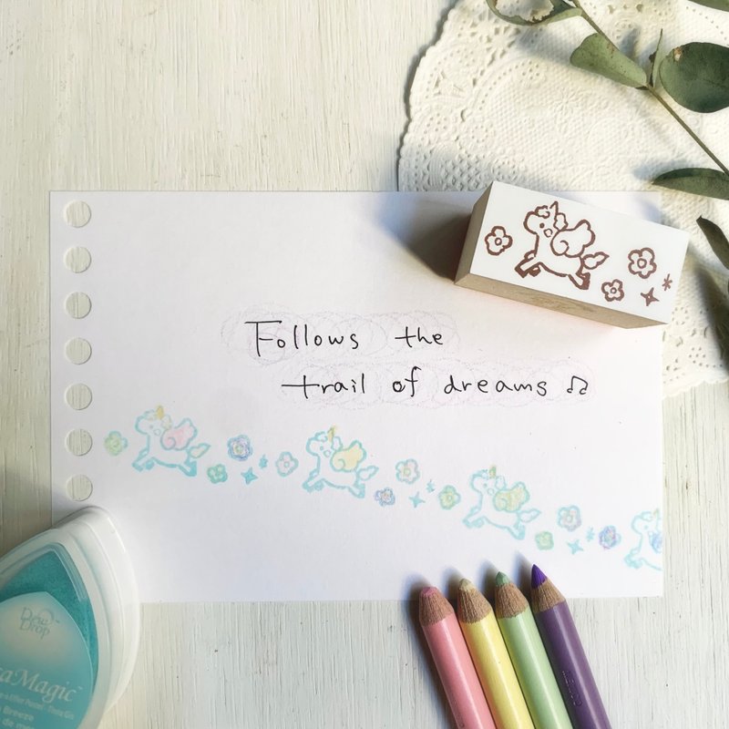 橡皮章【輕柔獨角獸的彩虹小徑印章】 - 印章/印台 - 其他材質 白色