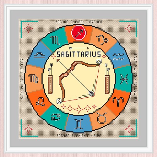LarisaStitch Sagittarius Cross Stitch Pattern | Archer | Sagittarius Zodiac Sign |