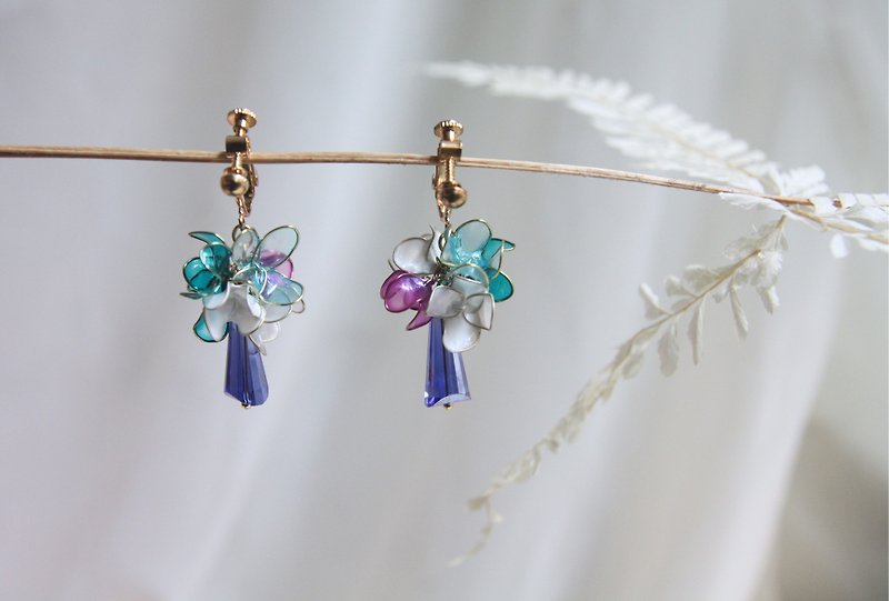 purple summer  handmade craft ,draped earrings ,Resin earrings - Earrings & Clip-ons - Other Materials Blue