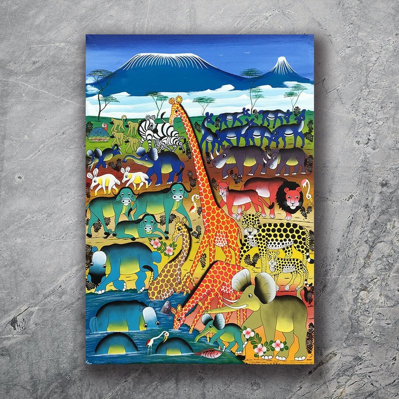 【U016動物草原-Kava】非洲藝術原畫作/100x70cm - 海報/掛畫/掛布 - 其他材質 